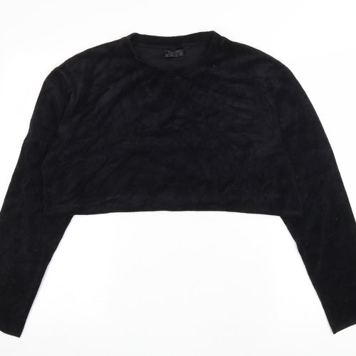 USA Pro Womens Black Cotton Pullover Sweatshirt Size 10 Pullover - Cropped