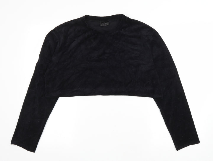 USA Pro Womens Black Cotton Pullover Sweatshirt Size 10 Pullover - Cropped