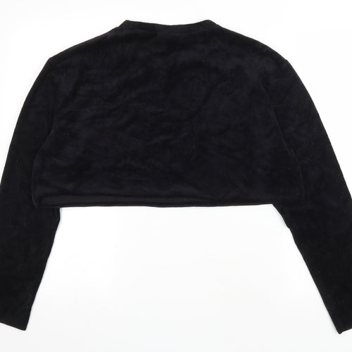 USA Pro Womens Black Cotton Pullover Sweatshirt Size 10 Pullover - Cropped