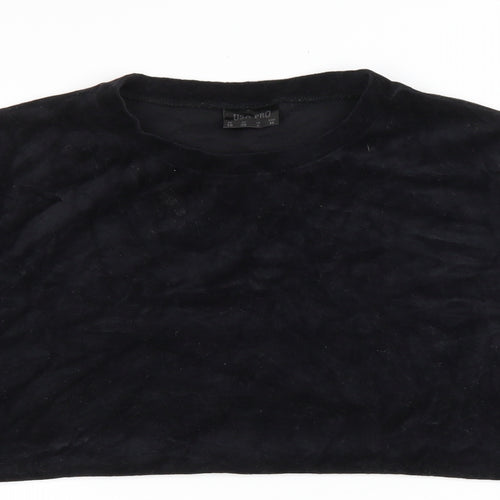 USA Pro Womens Black Cotton Pullover Sweatshirt Size 10 Pullover - Cropped