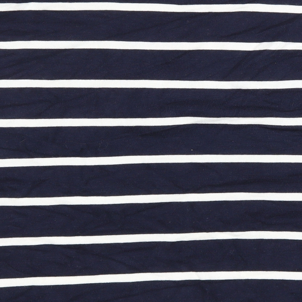 Two For Joy Womens Blue Striped Viscose Basic T-Shirt Size 18 Round Neck
