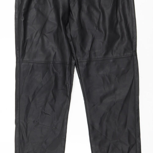 Marks and Spencer Womens Black Polyester Jegging Trousers Size 10 L29 in Regular Drawstring - Faux Leather