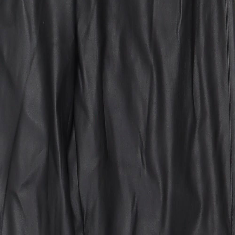 Marks and Spencer Womens Black Polyester Jegging Trousers Size 10 L29 in Regular Drawstring - Faux Leather