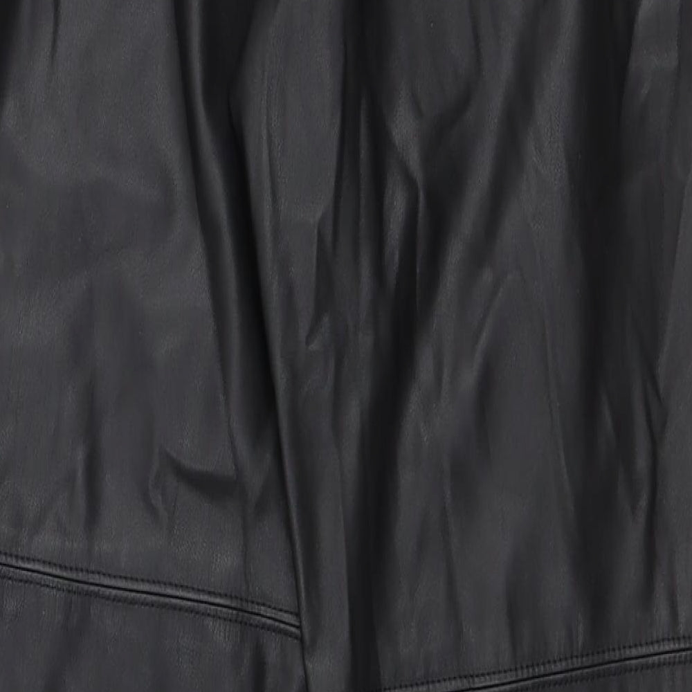 Marks and Spencer Womens Black Polyester Jegging Trousers Size 10 L29 in Regular Drawstring - Faux Leather