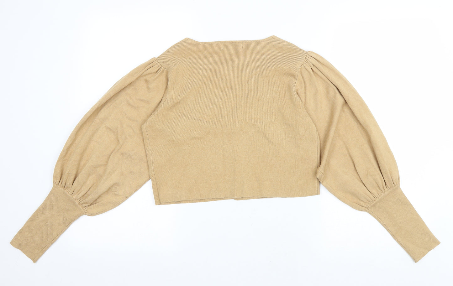 Misguided Womens Beige V-Neck Viscose Cardigan Jumper Size 8 - Cropped