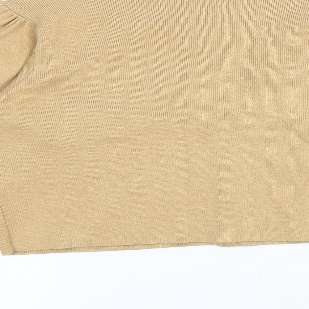 Misguided Womens Beige V-Neck Viscose Cardigan Jumper Size 8 - Cropped