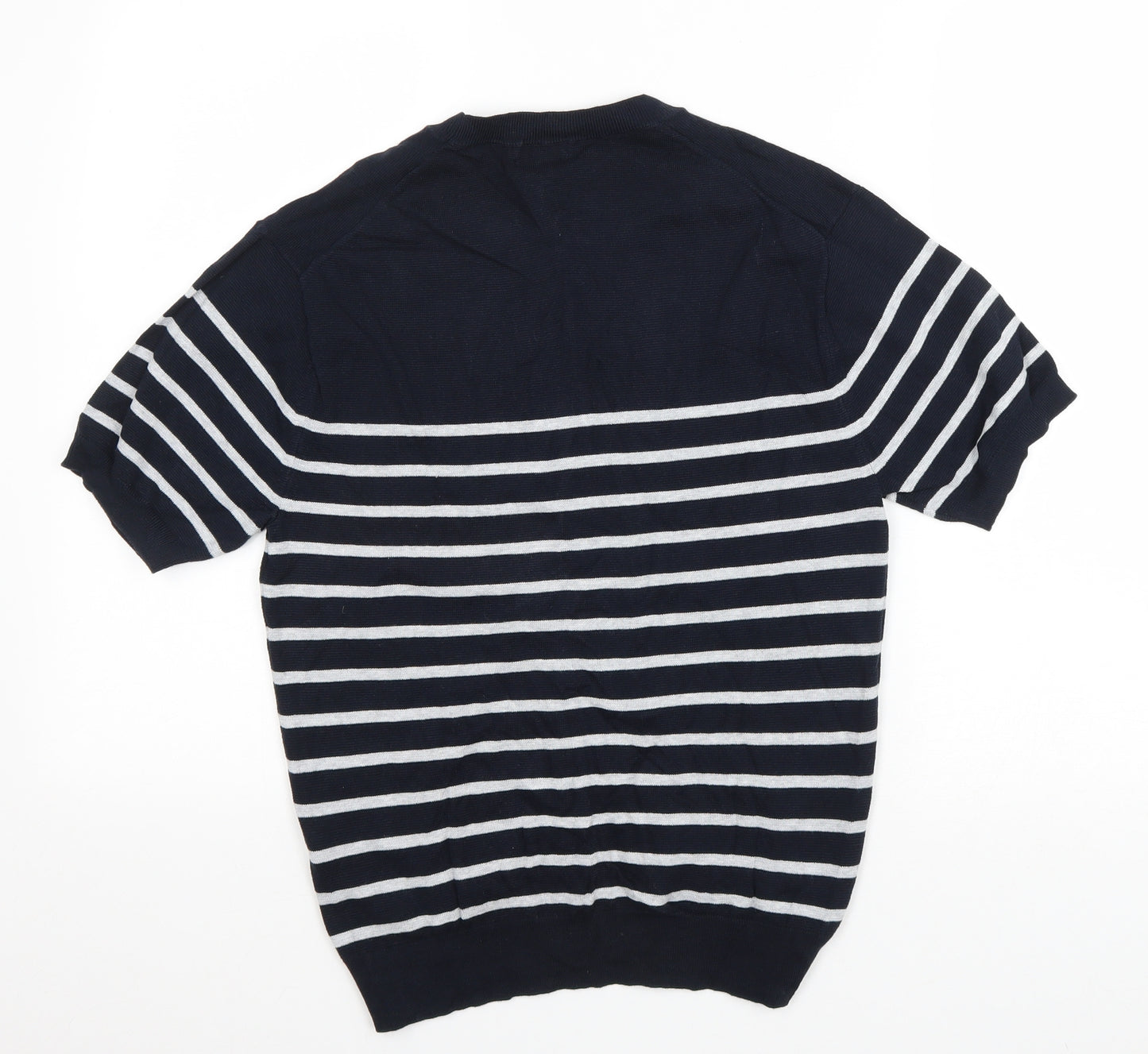 Uniqlo Mens Blue Striped Cotton T-Shirt Size XS Round Neck