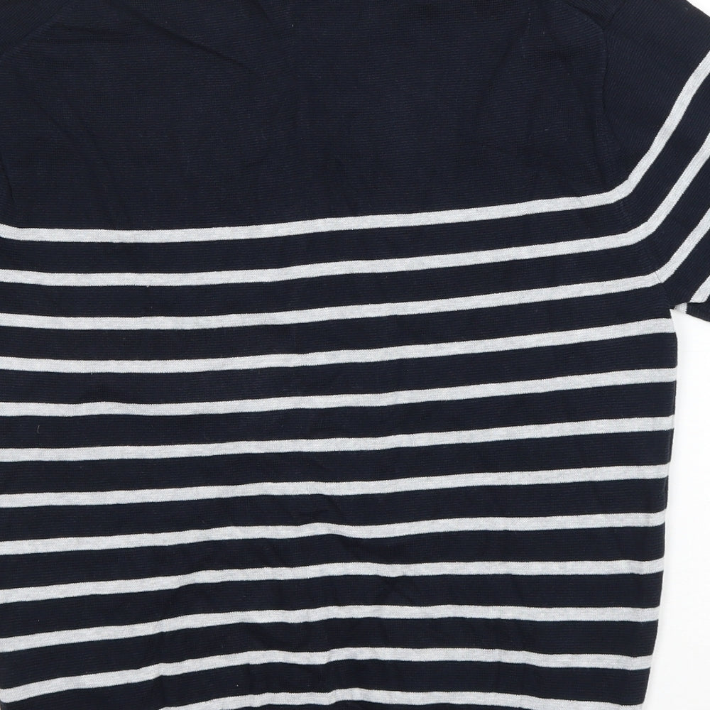 Uniqlo Mens Blue Striped Cotton T-Shirt Size XS Round Neck