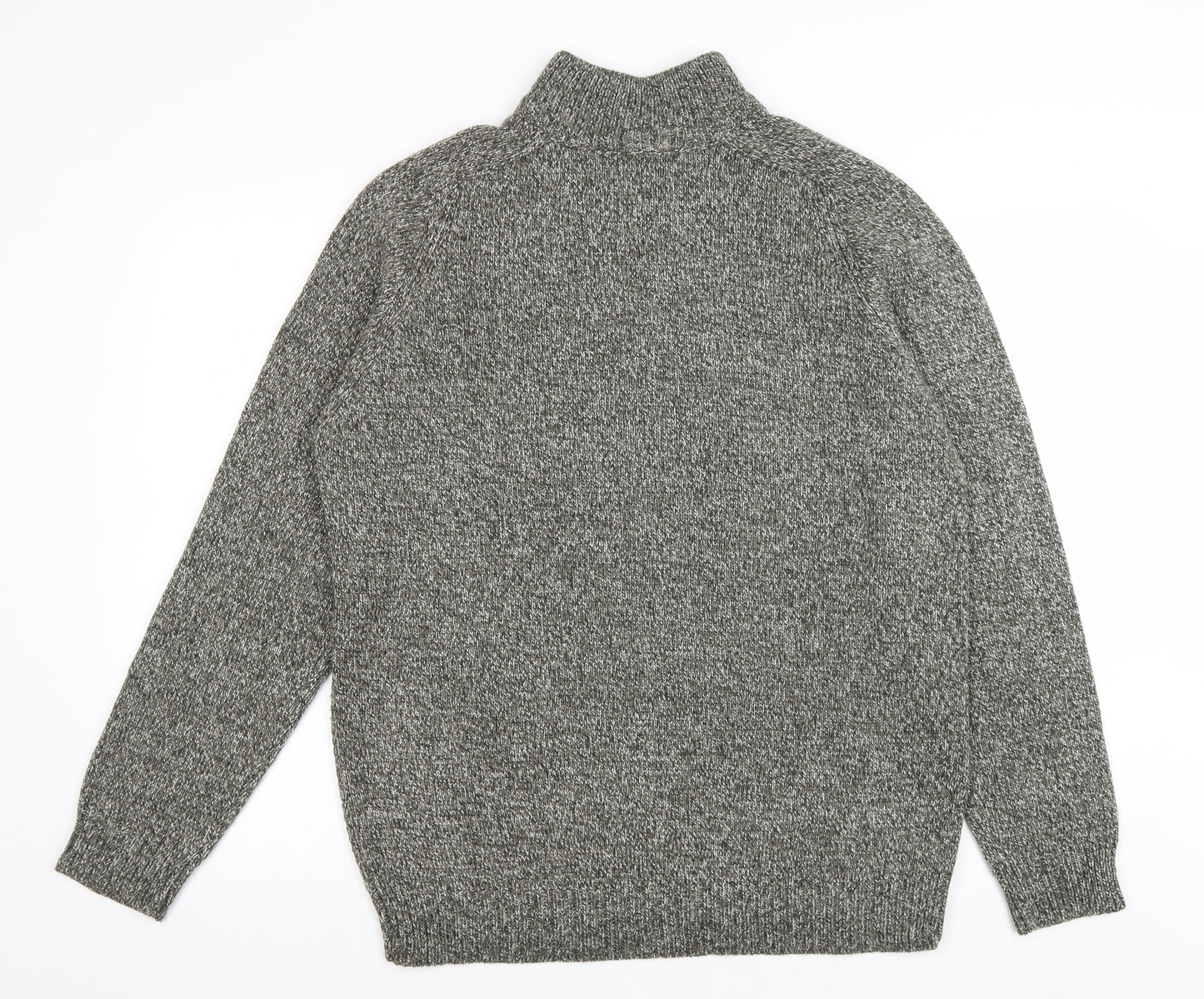 TU Mens Grey High Neck Acrylic Pullover Jumper Size L