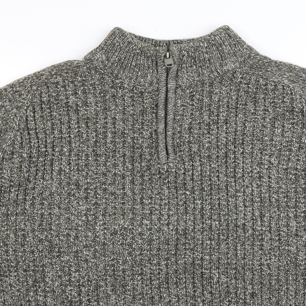 TU Mens Grey High Neck Acrylic Pullover Jumper Size L