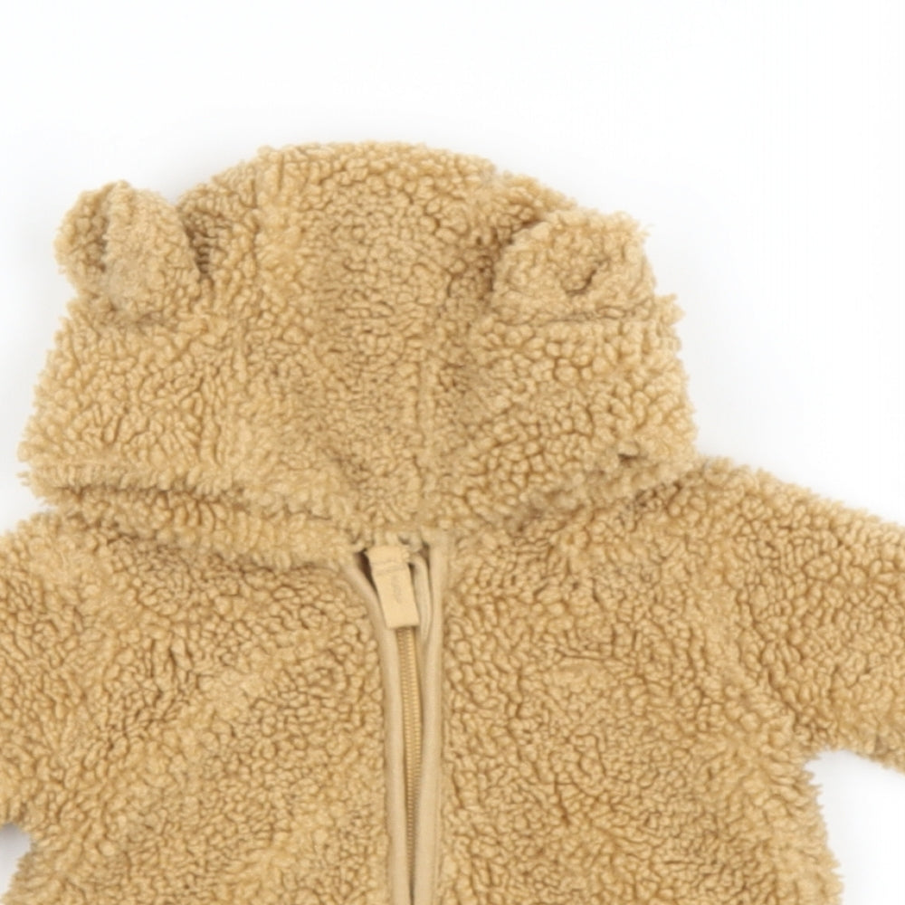 Marks and Spencer Baby Brown Jacket Size 3-6 Months Zip - Bear