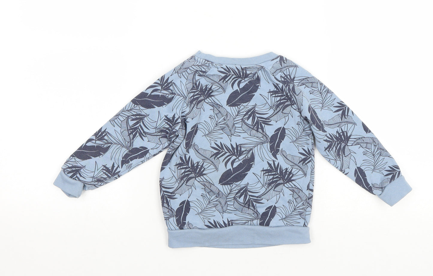 Primark Baby Blue Floral Cotton Basic T-Shirt Size 18-24 Months Round Neck Pullover