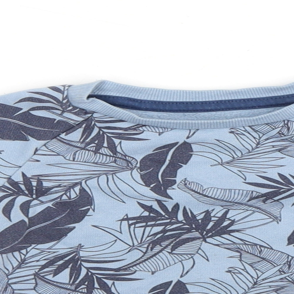 Primark Baby Blue Floral Cotton Basic T-Shirt Size 18-24 Months Round Neck Pullover