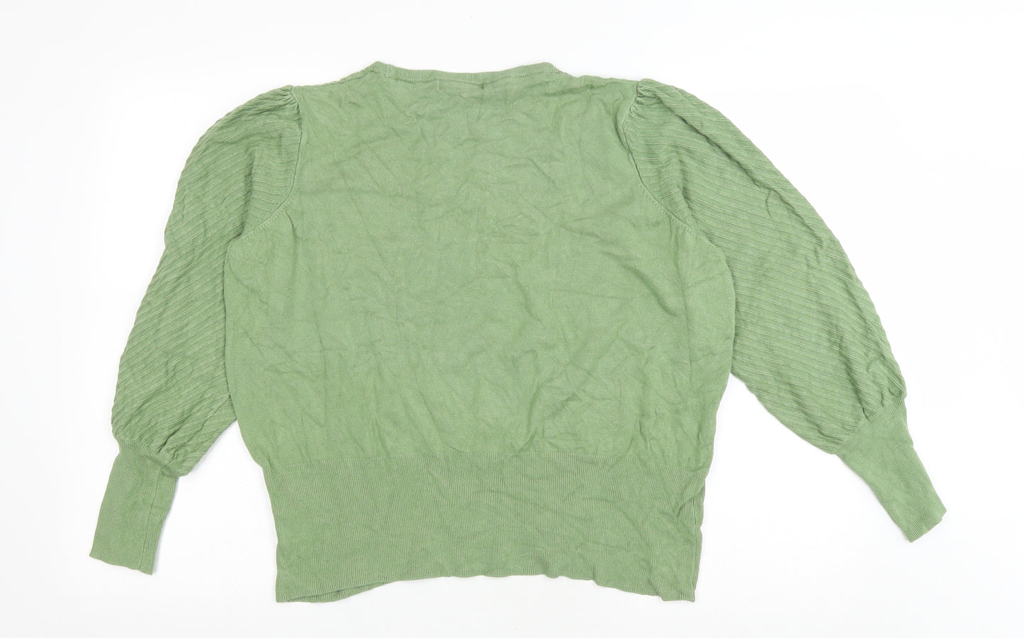 Marks and Spencer Womens Green Round Neck Viscose Pullover Jumper Size 22