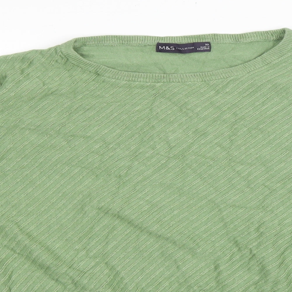 Marks and Spencer Womens Green Round Neck Viscose Pullover Jumper Size 22