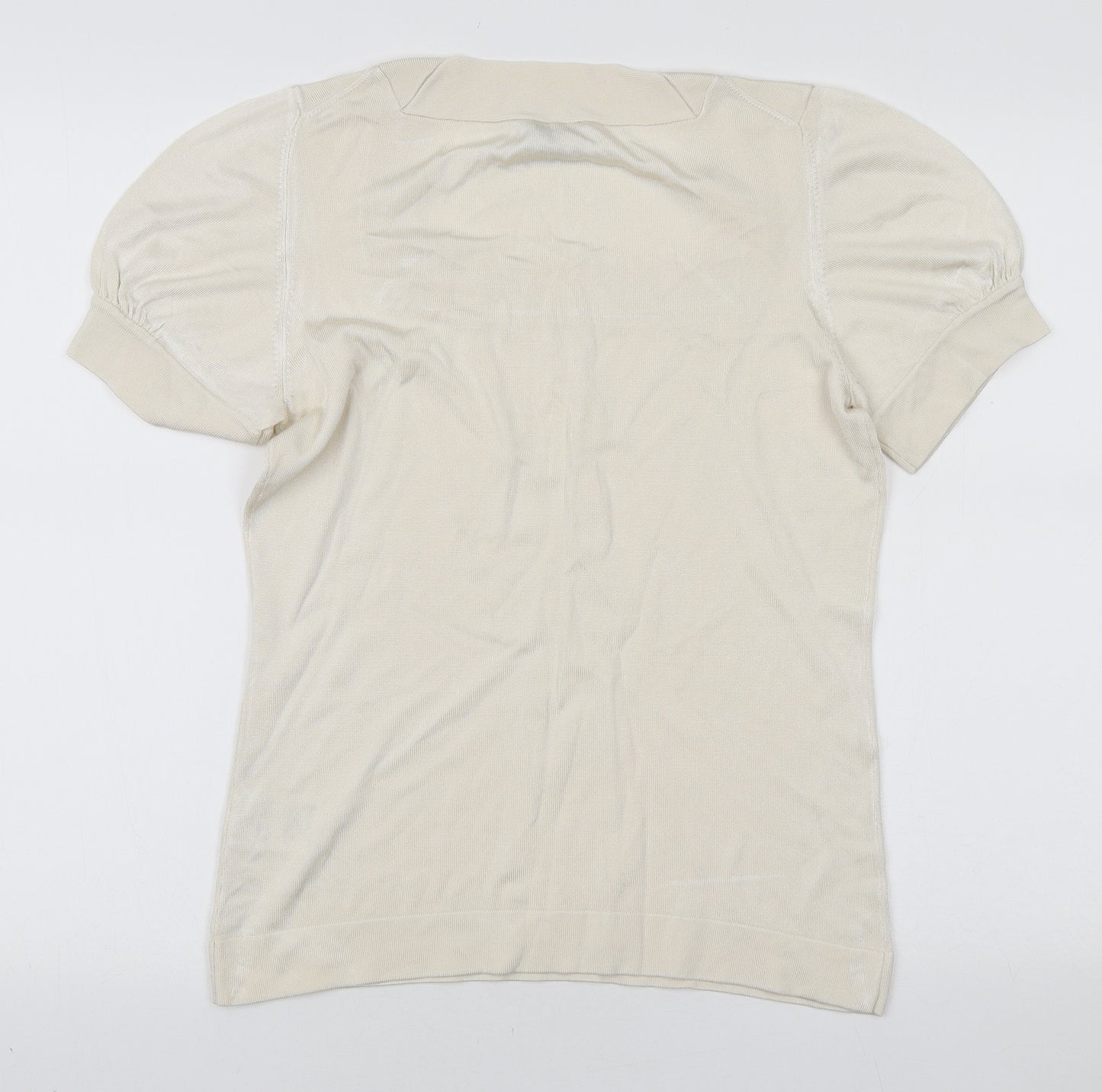 Jaeger Womens Ivory Viscose Basic T-Shirt Size M Square Neck