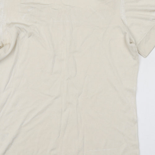 Jaeger Womens Ivory Viscose Basic T-Shirt Size M Square Neck