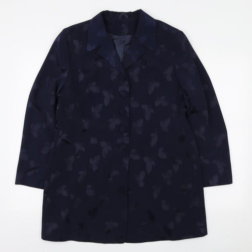 Hamells Womens Blue Floral Jacket Blazer Size 16 Button