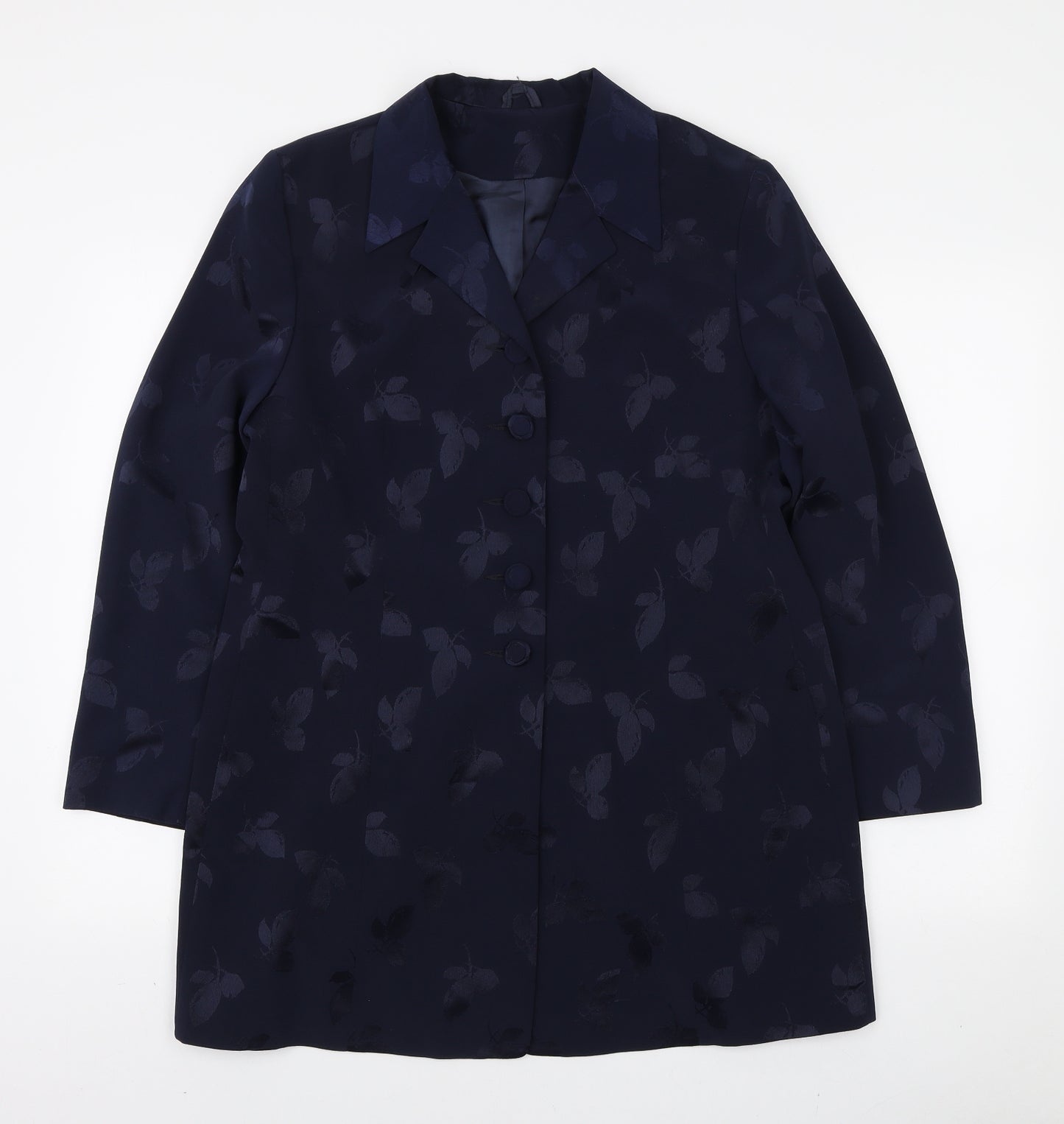 Hamells Womens Blue Floral Jacket Blazer Size 16 Button