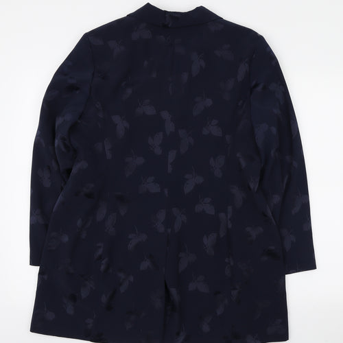 Hamells Womens Blue Floral Jacket Blazer Size 16 Button