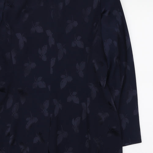 Hamells Womens Blue Floral Jacket Blazer Size 16 Button