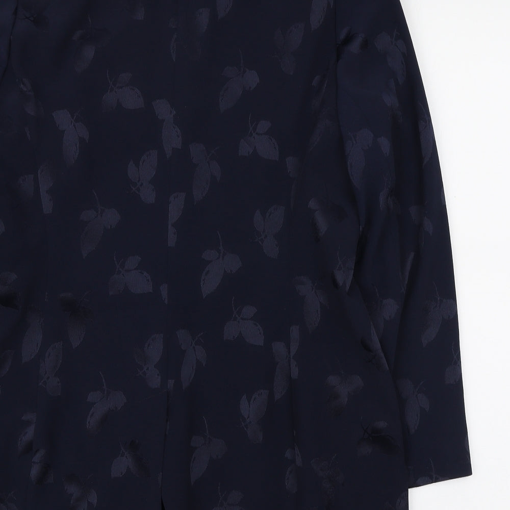 Hamells Womens Blue Floral Jacket Blazer Size 16 Button