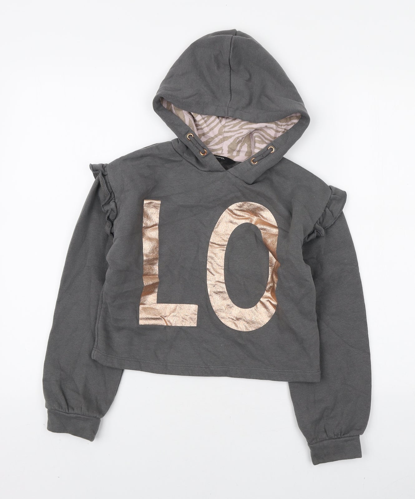 George Girls Grey Cotton Pullover Hoodie Size 9-10 Years Pullover - LOVE