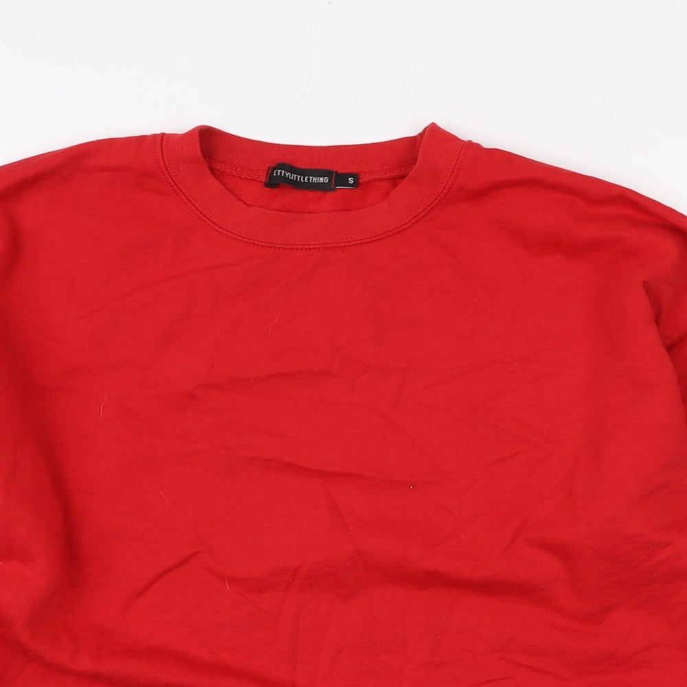 PRETTYLITTLETHING Womens Red Polyester Pullover Sweatshirt Size S Pullover