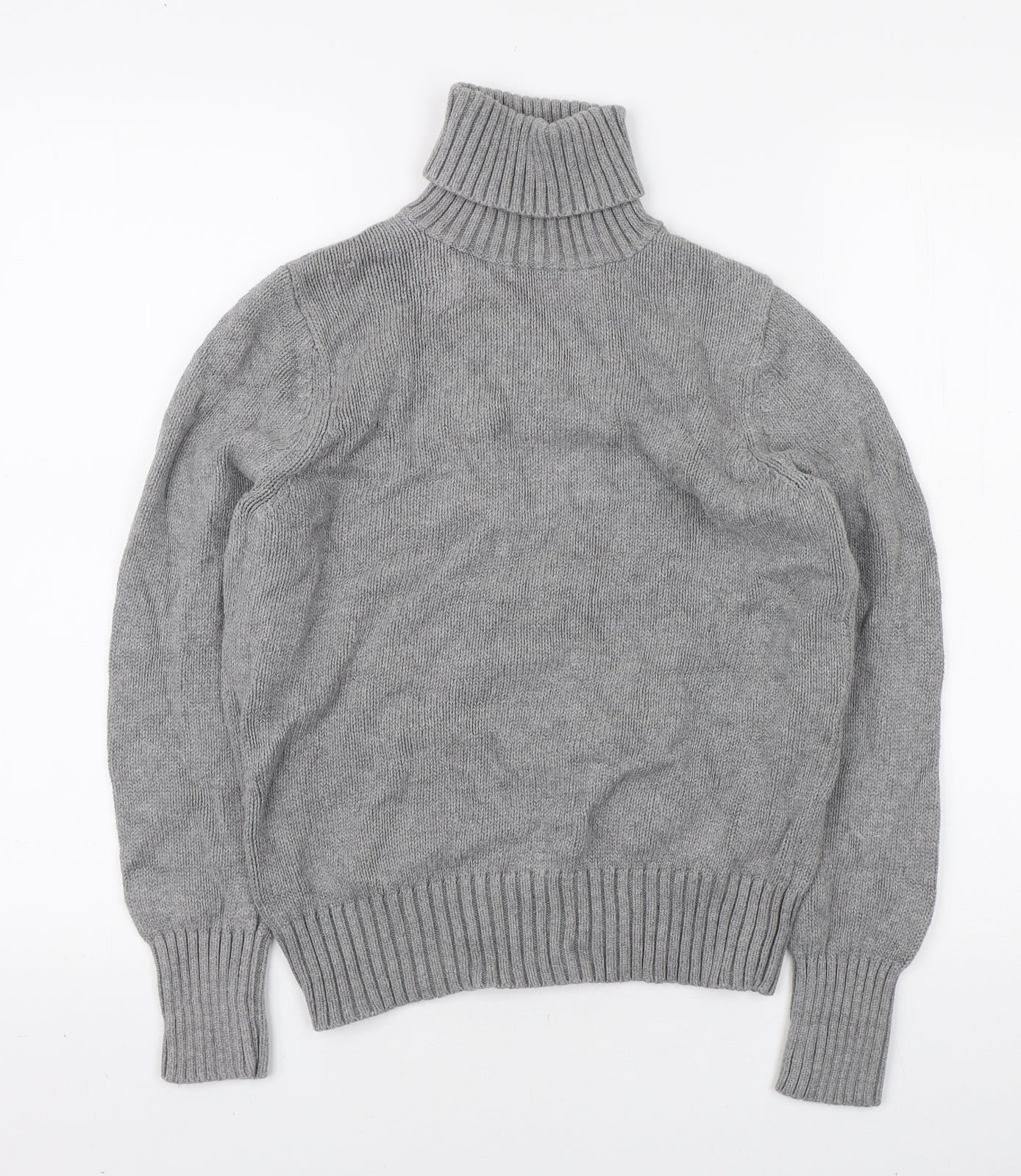 NEXT Womens Grey Roll Neck Cotton Pullover Jumper Size 14