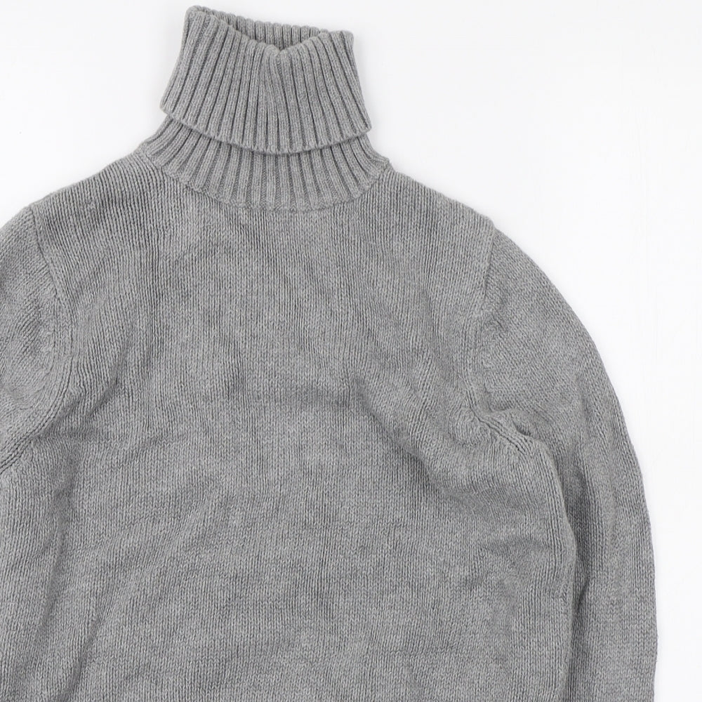 NEXT Womens Grey Roll Neck Cotton Pullover Jumper Size 14