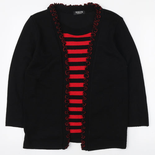 Touch Collection Womens Black Round Neck Striped Elastane Pullover Jumper Size S