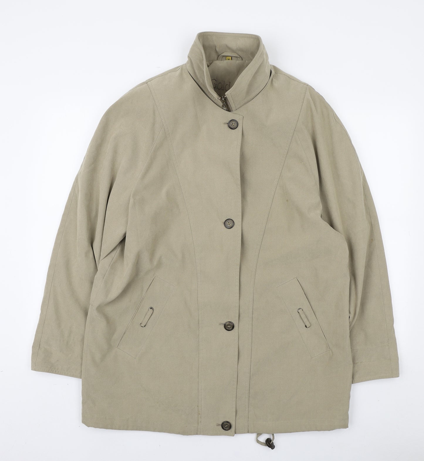 Preworn Womens Beige Overcoat Jacket Size M Zip