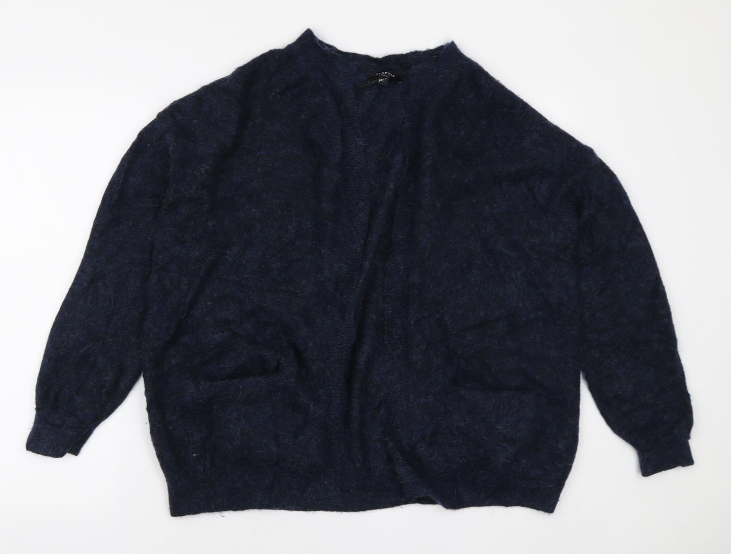 Selected Femme Womens Blue Round Neck Mohair Cardigan Jumper Size L