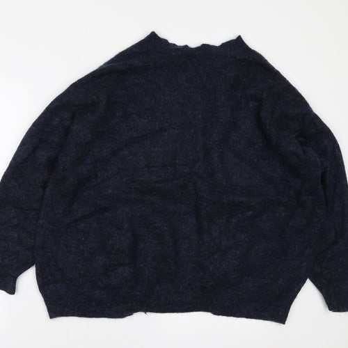 Selected Femme Womens Blue Round Neck Mohair Cardigan Jumper Size L