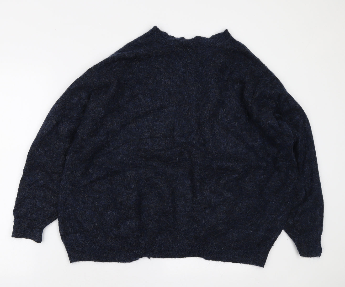 Selected Femme Womens Blue Round Neck Mohair Cardigan Jumper Size L