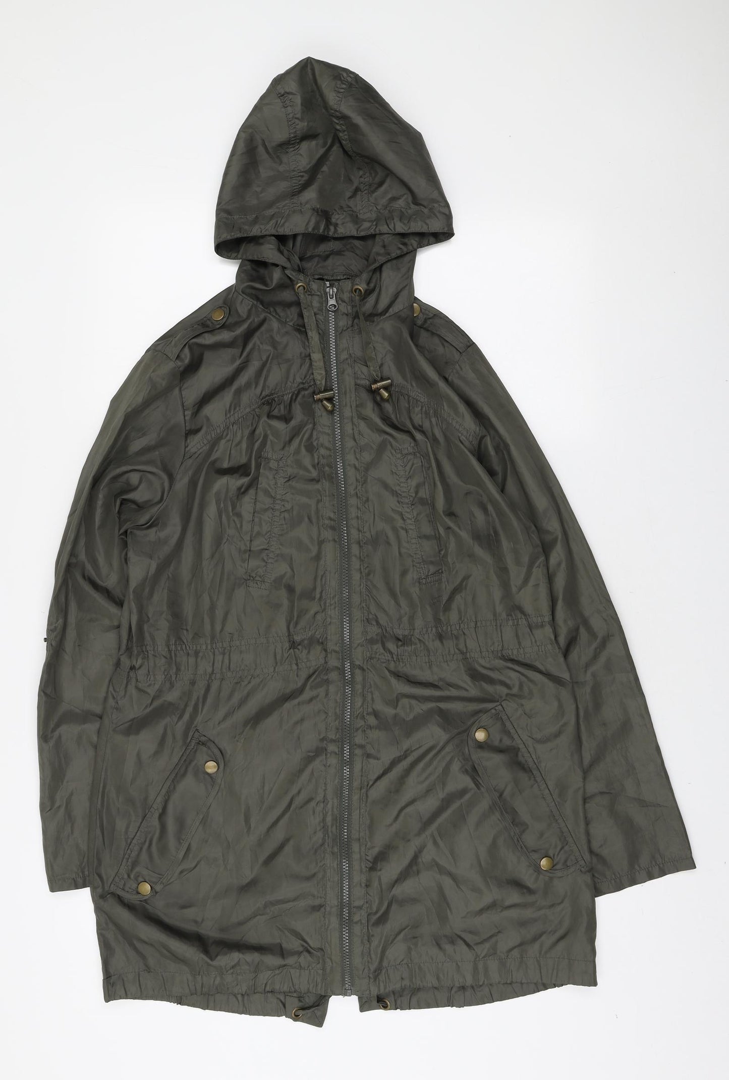New Look Womens Green Anorak Coat Size 14 Zip