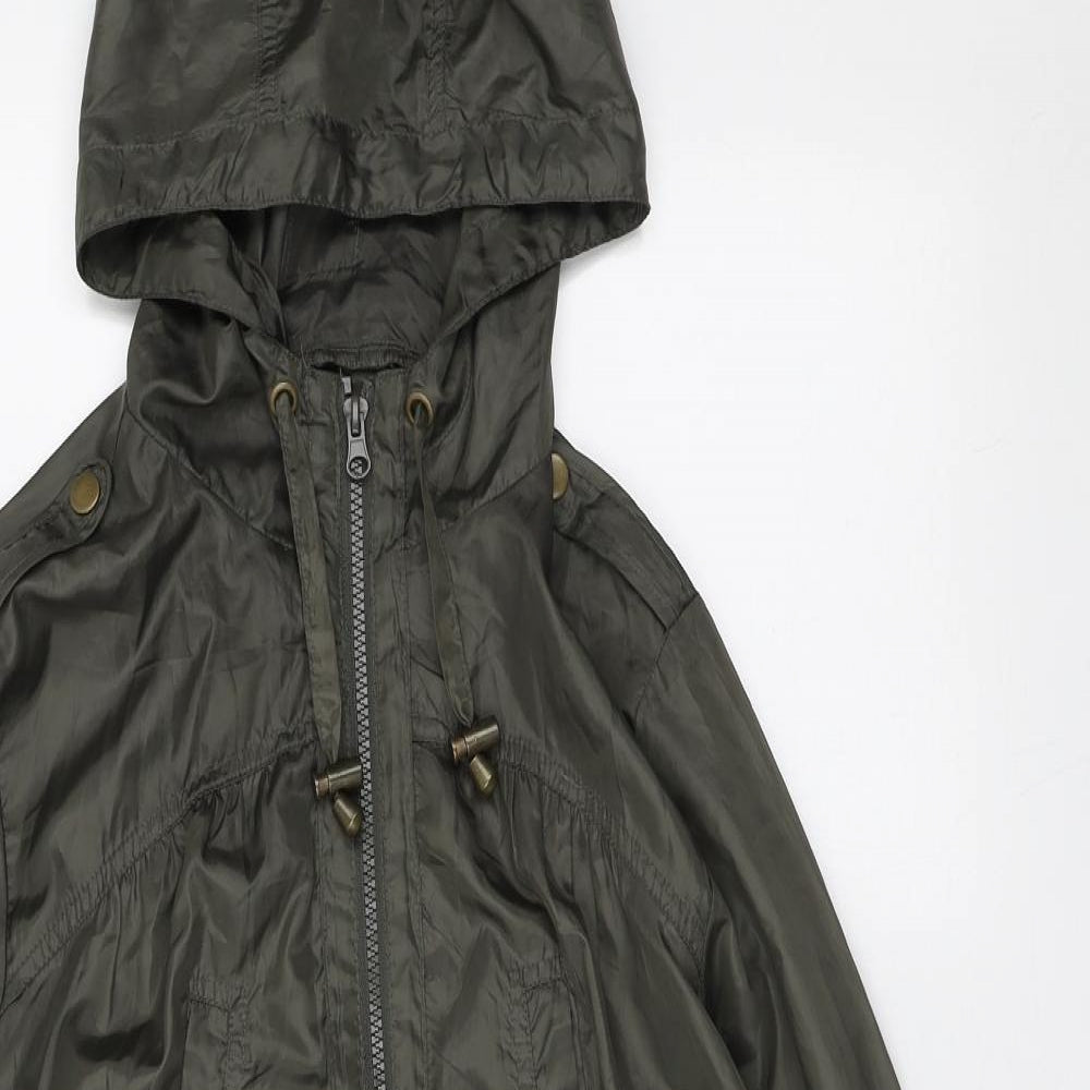 New Look Womens Green Anorak Coat Size 14 Zip