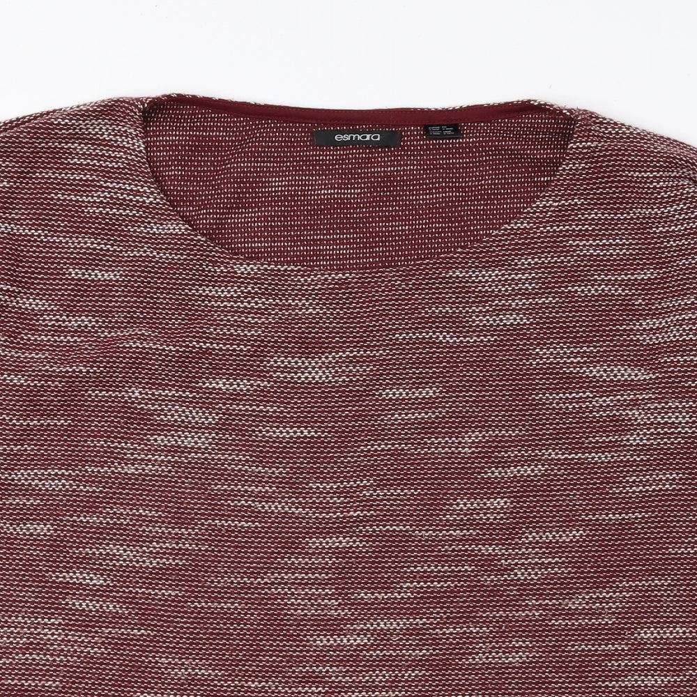 ESMARA Womens Red Polyester Basic T-Shirt Size 8 Scoop Neck
