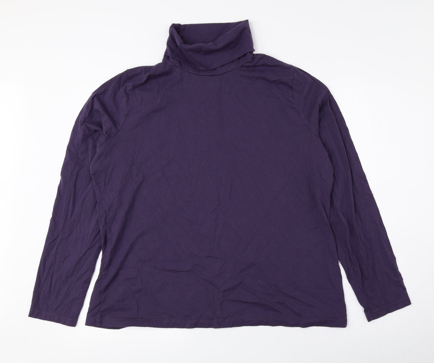 F&F Womens Purple Roll Neck 100% Cotton Pullover Jumper Size 22