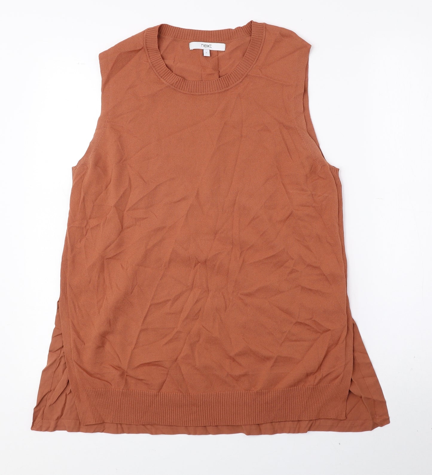 NEXT Womens Orange Round Neck Viscose Vest Jumper Size L