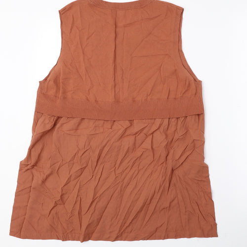 NEXT Womens Orange Round Neck Viscose Vest Jumper Size L
