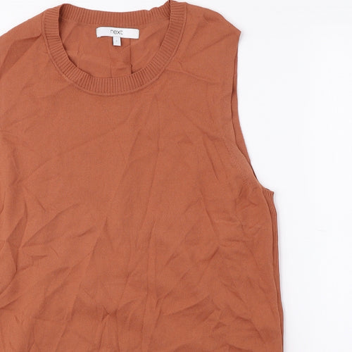 NEXT Womens Orange Round Neck Viscose Vest Jumper Size L