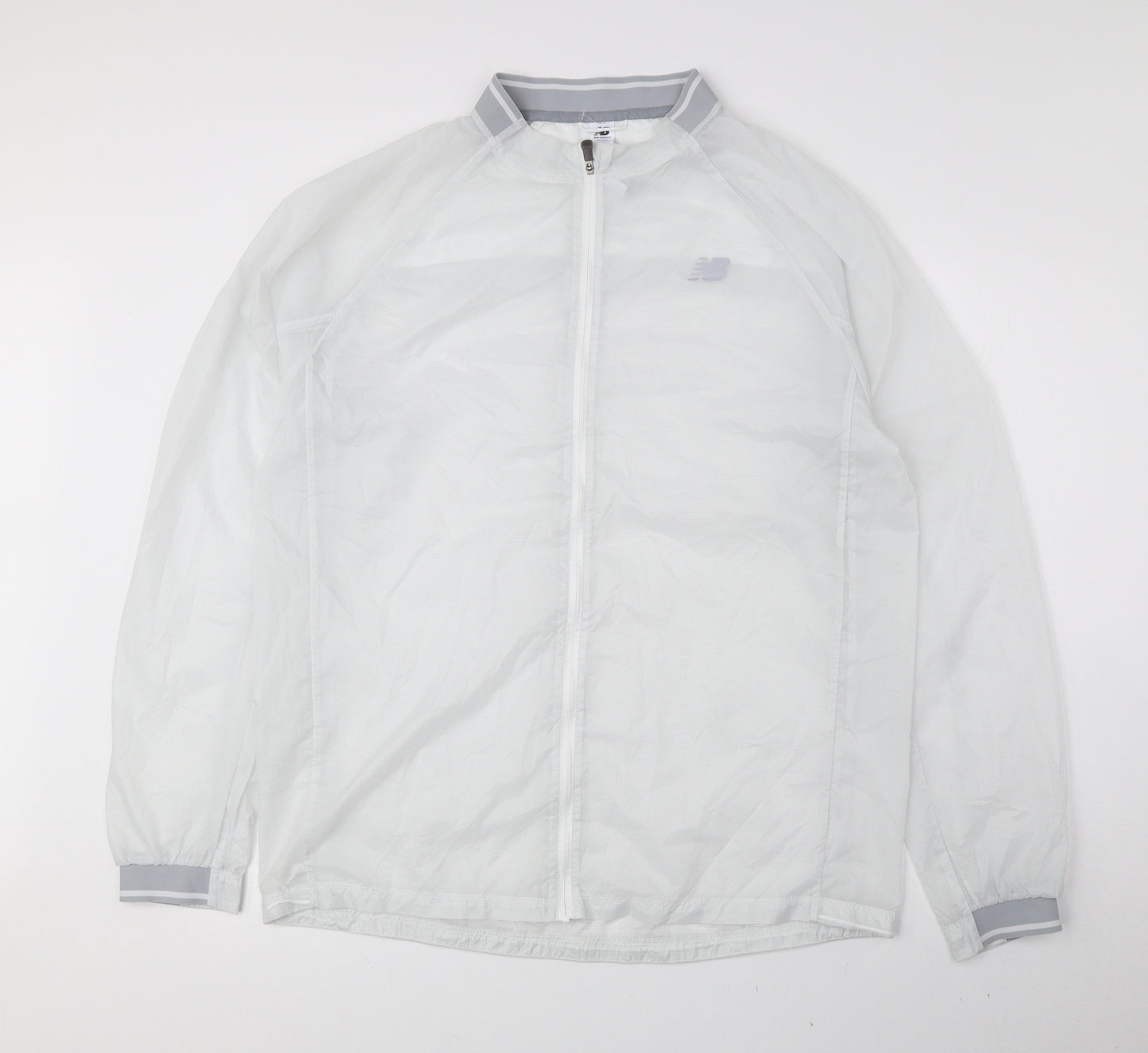 New Balance Mens White Windbreaker Jacket Size L Zip