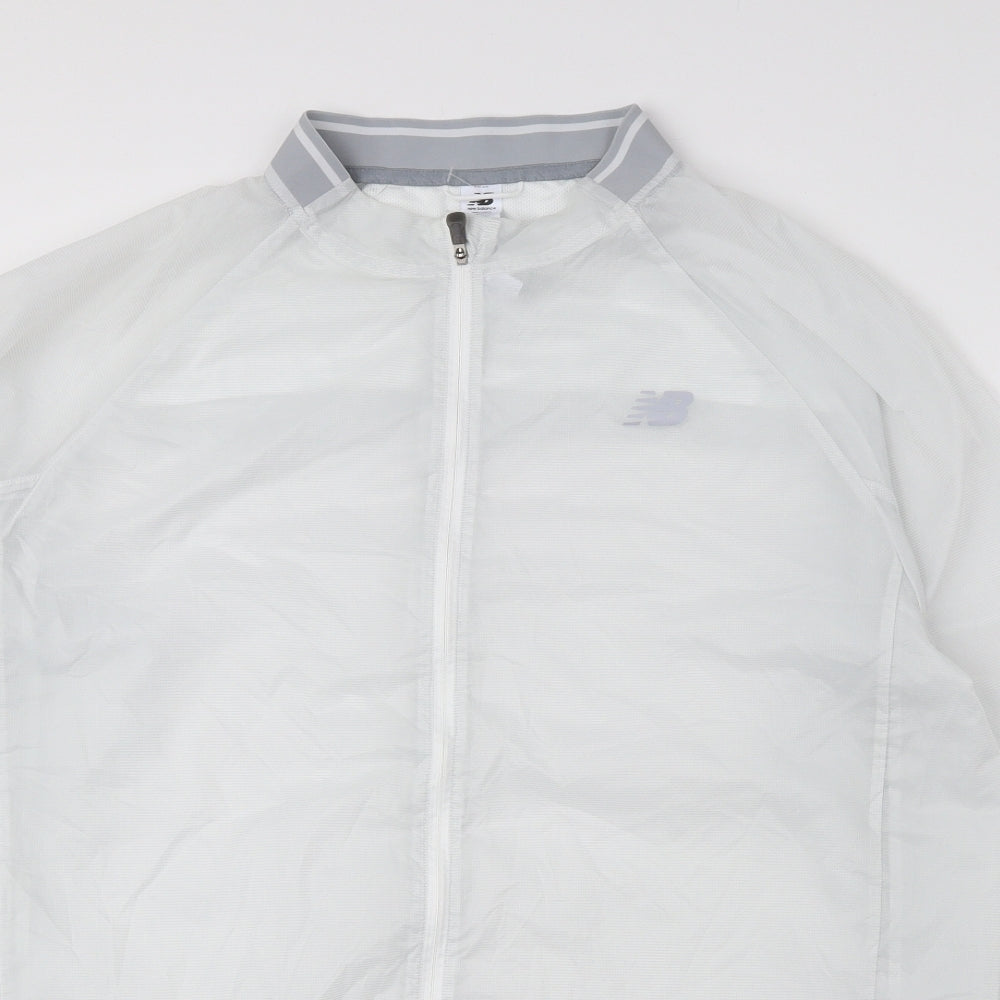New Balance Mens White Windbreaker Jacket Size L Zip