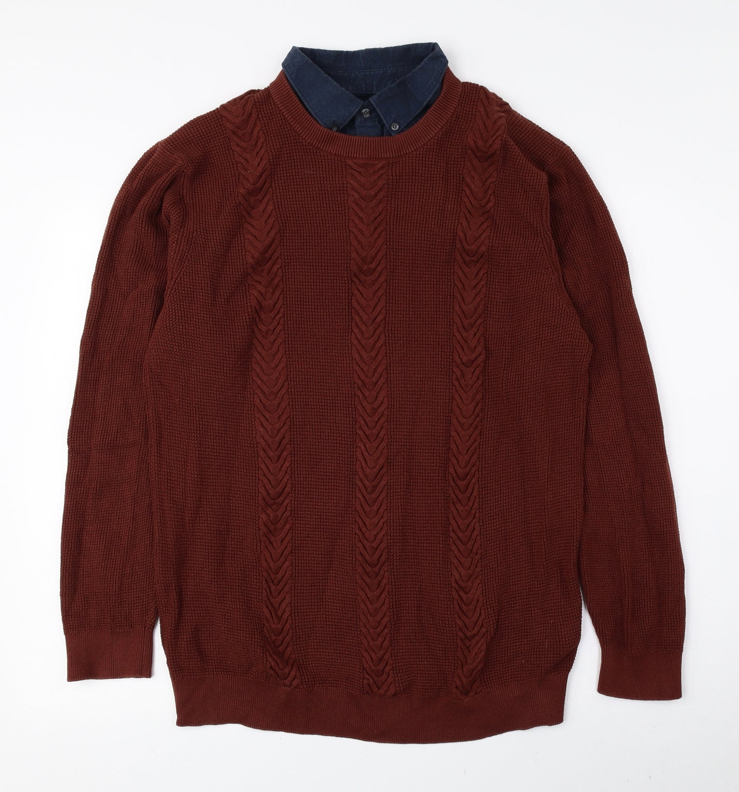 NEXT Mens Red Crew Neck Cotton Pullover Jumper Size L - Jumper Shirt