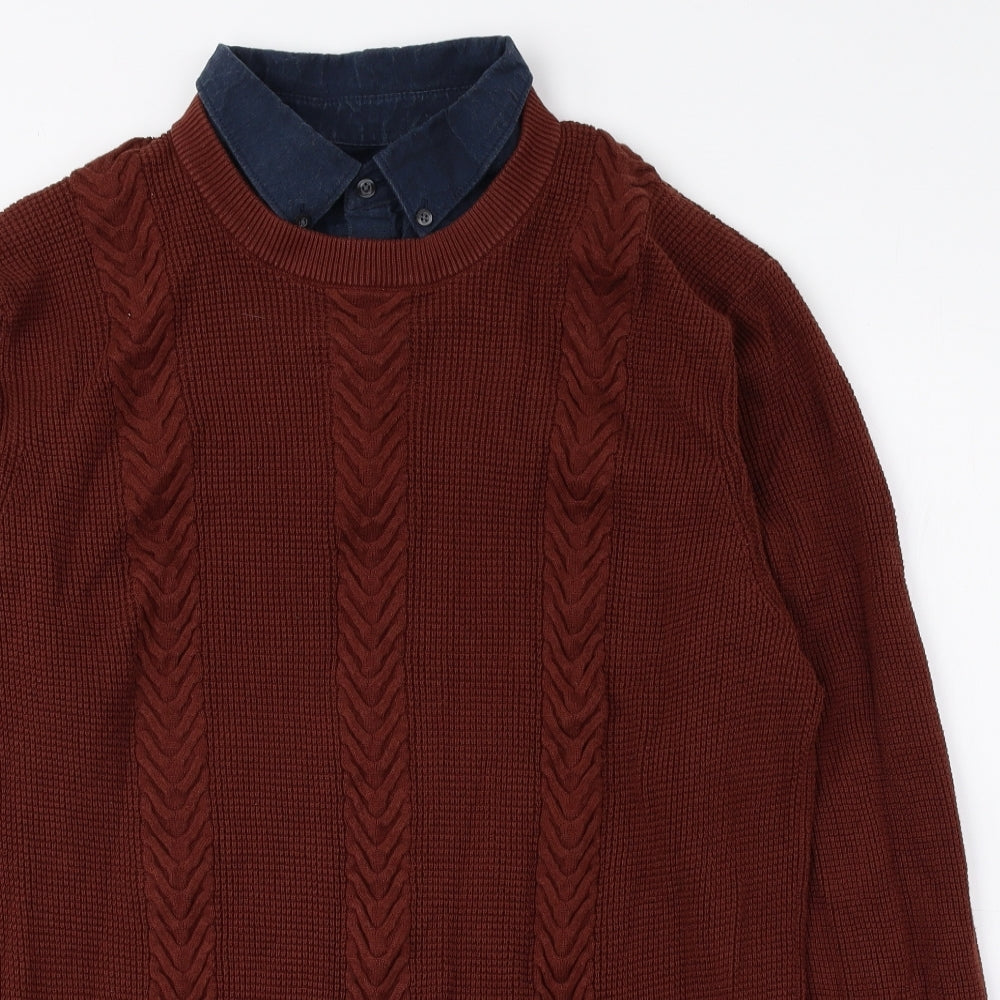 NEXT Mens Red Crew Neck Cotton Pullover Jumper Size L - Jumper Shirt