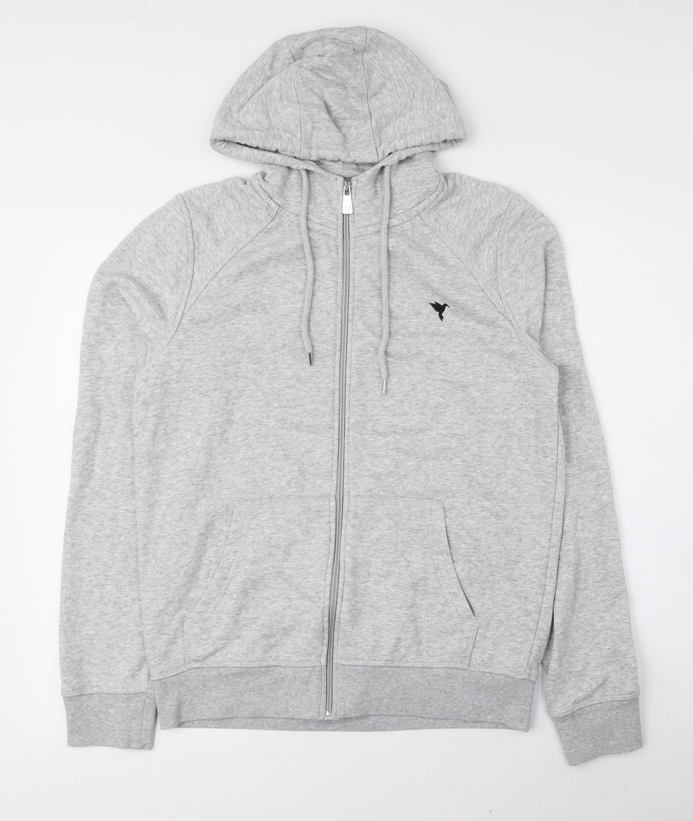 JEFF&CO Mens Grey Cotton Full Zip Hoodie Size S