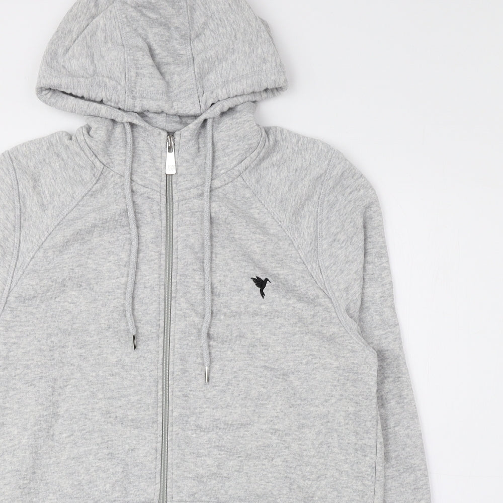 JEFF&CO Mens Grey Cotton Full Zip Hoodie Size S