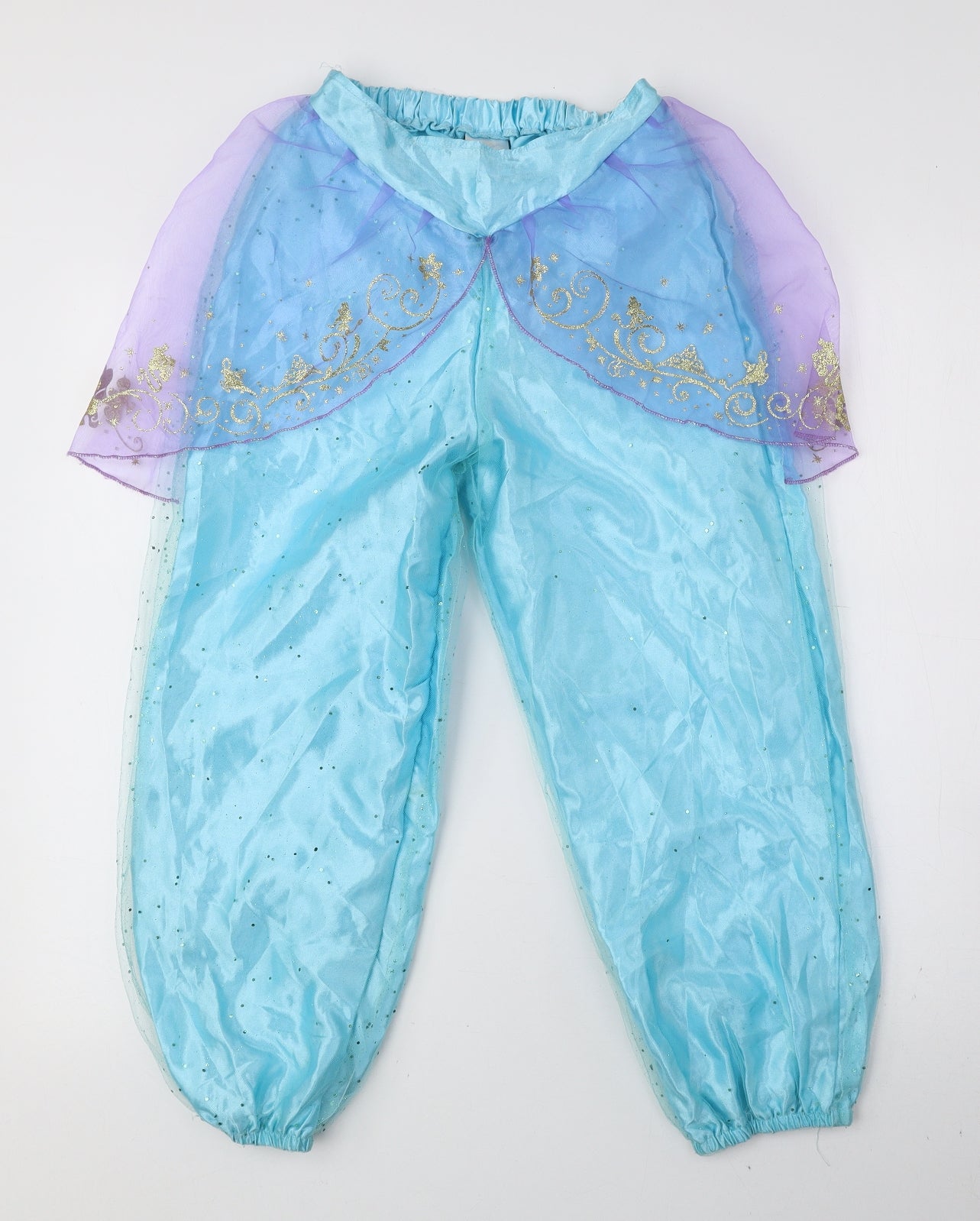 Disney Girls Blue Geometric Polyester Jogger Trousers Size 7-8 Years Regular Pullover - Aladdin Genie