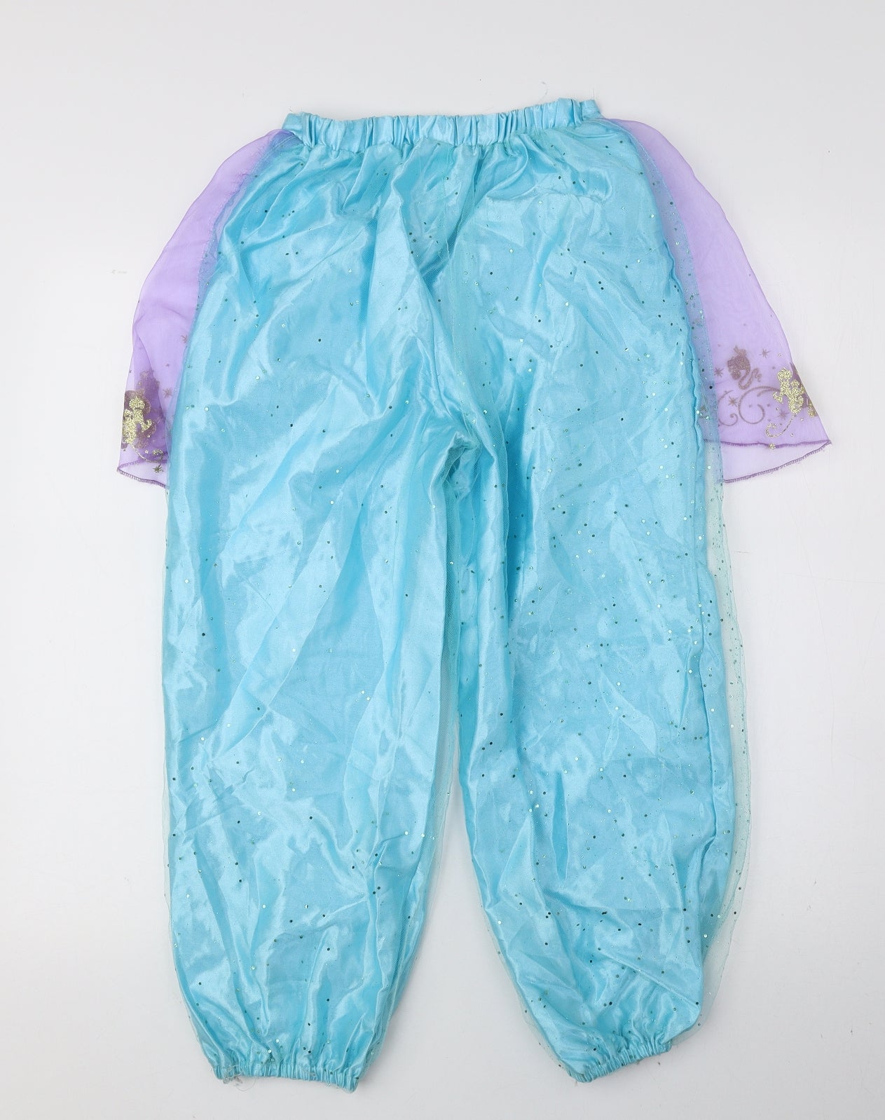 Disney Girls Blue Geometric Polyester Jogger Trousers Size 7-8 Years Regular Pullover - Aladdin Genie